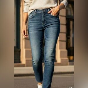7 For All Mankind Paxton Slim Taper Dark Wash Blue Stretch Denim Jeans Ladies 31